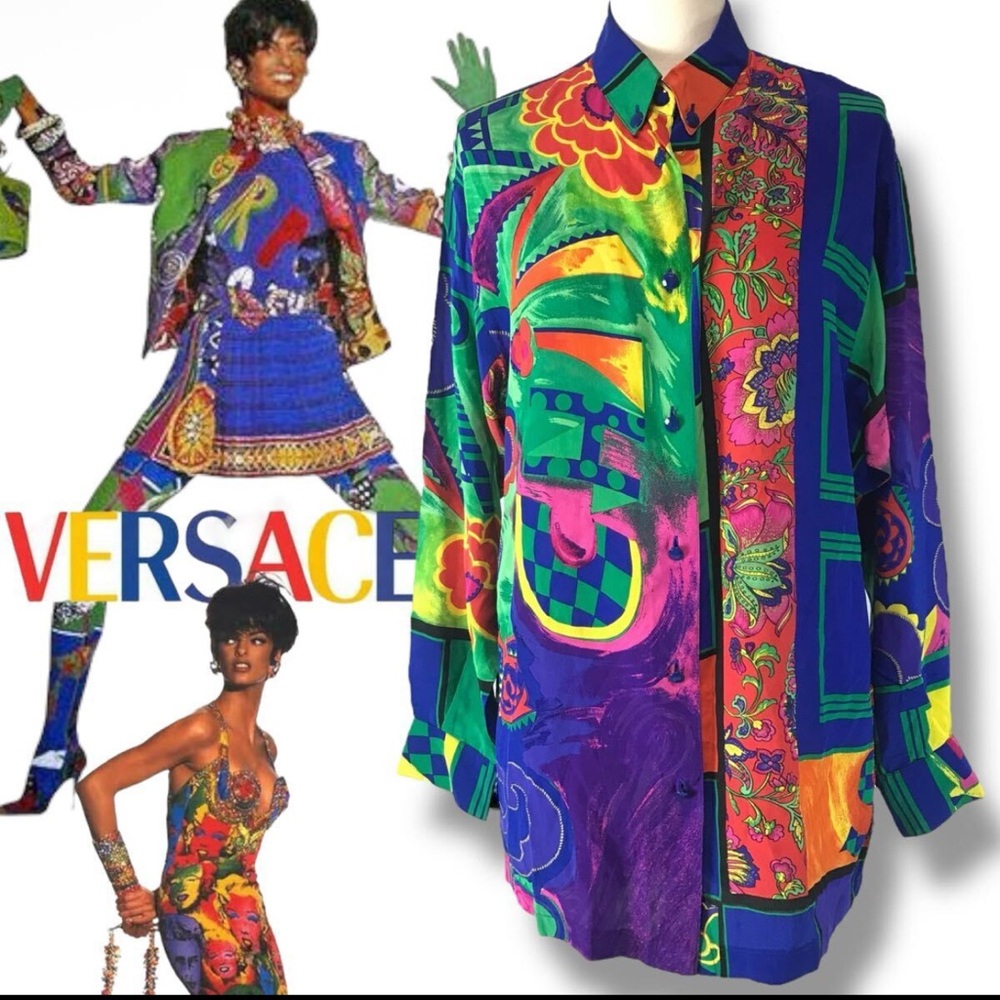 Gianni Versace Vintage Late 1980's - Early 1990's Silk Button-Up Top size 42